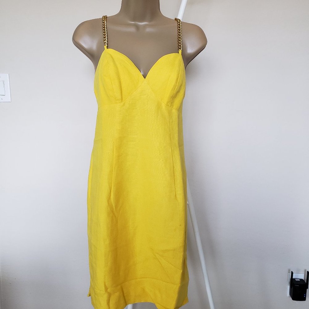 Kamisato Linen Dress with gold chain straps
